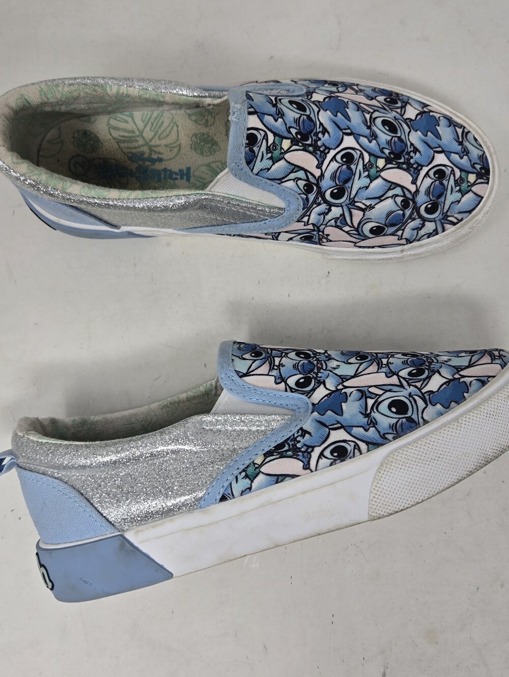 Disney Stitch Blue Low-Top Slip on Sneakers Girls Size 2